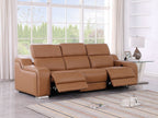 103" White Italian Leather Reclining USB Sofa