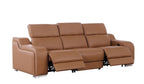 103" White Italian Leather Reclining USB Sofa