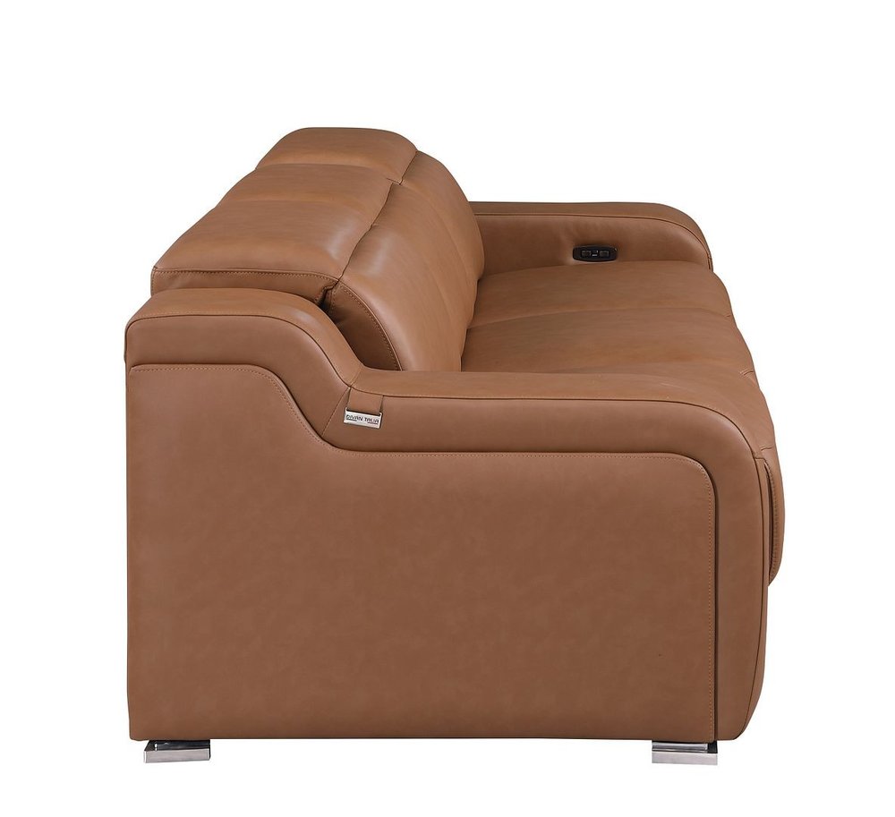103" White Italian Leather Reclining USB Sofa