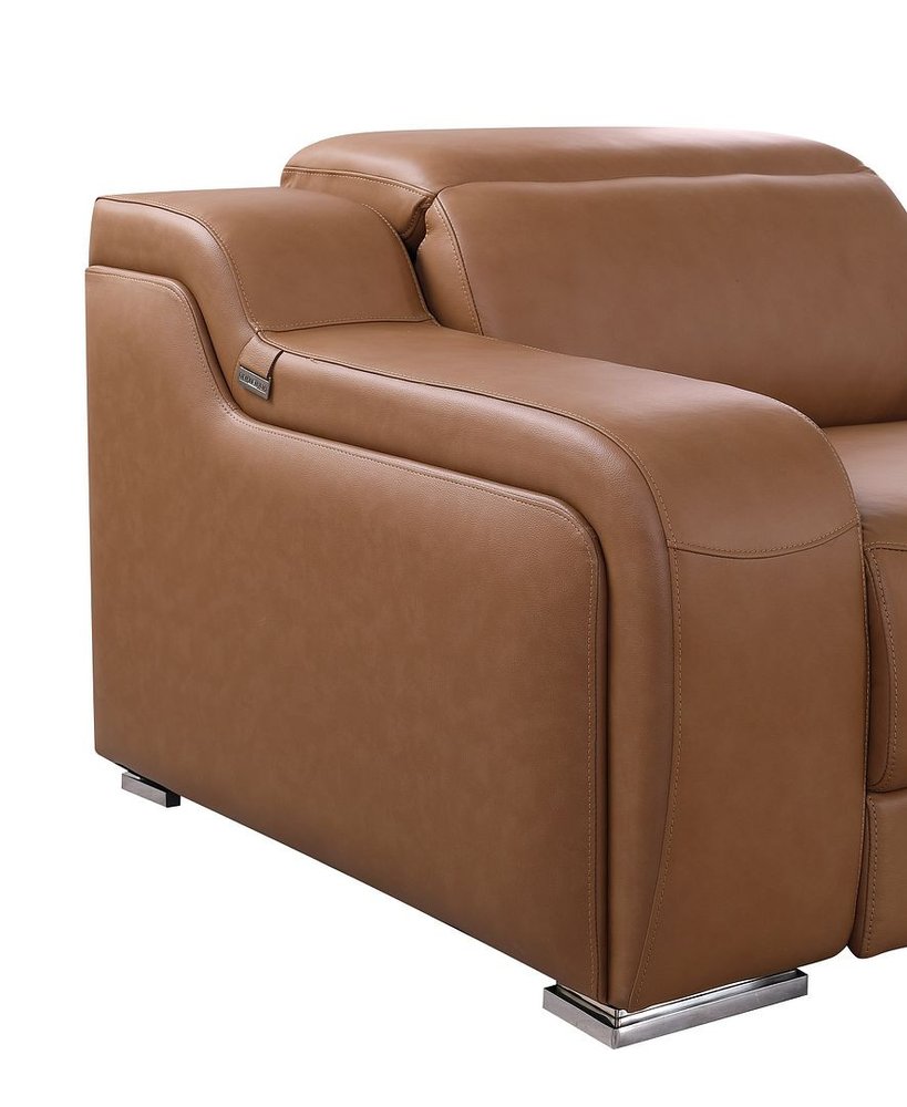 103" White Italian Leather Reclining USB Sofa