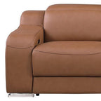 129" White Italian Leather Reclining USB Sofa And Storage
