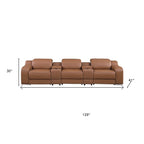 129" White Italian Leather Reclining USB Sofa And Storage