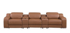 129" White Italian Leather Reclining USB Sofa And Storage