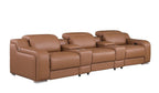 129" White Italian Leather Reclining USB Sofa And Storage