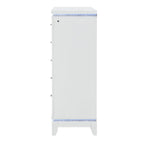 36" White Faux Crystal Glitter Wood Lighted Five Drawer Dresser