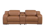 89" Cognac and Silver Italian Leather Power Reclining Loveseat With Storage