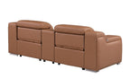 89" Cognac and Silver Italian Leather Power Reclining Loveseat With Storage