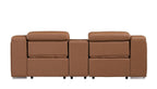 89" Cognac and Silver Italian Leather Power Reclining Loveseat With Storage