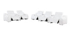 Two Piece White Leather Five Person Seating Set