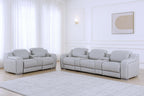 Two Piece Light Gray Leather Five Person Seating Set