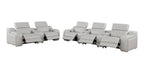 Two Piece Light Gray Leather Five Person Seating Set