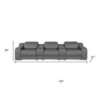 Two Piece Dark Gray Leather Five Person Seating Set