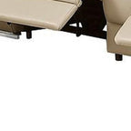 Two Piece Beige Leather Five Person Seating Set