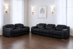 Two Piece Black Leather Five Person Seating Set
