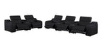 Two Piece Black Leather Five Person Seating Set