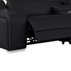 Two Piece Black Leather Five Person Seating Set