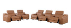 Two Piece Chestnut Leather Five Person Seating Set