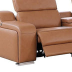 Two Piece Chestnut Leather Five Person Seating Set