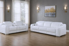 Two Piece White Leather Five Person Seating Set