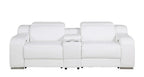 Two Piece White Leather Five Person Seating Set