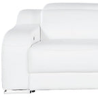 Two Piece White Leather Five Person Seating Set
