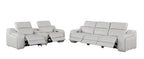 Two Piece Light Gray Leather Five Person Seating Set
