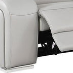 Two Piece Light Gray Leather Five Person Seating Set