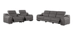 Two Piece Dark Gray Leather Five Person Seating Set