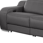 Two Piece Dark Gray Leather Five Person Seating Set