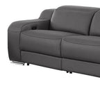 Two Piece Dark Gray Leather Five Person Seating Set
