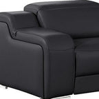 Two Piece Black Leather Five Person Seating Set