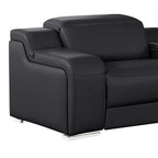 Two Piece Black Leather Five Person Seating Set