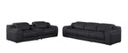 Two Piece Black Leather Five Person Seating Set