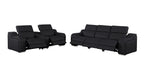 Two Piece Black Leather Five Person Seating Set