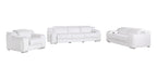 Three Piece White Leather Six Person Seating Set