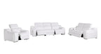 Three Piece White Leather Six Person Seating Set