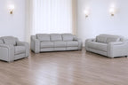 Three Piece Light Gray Leather Six Person Seating Set