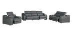 Three Piece Dark Gray Leather Six Person Seating Set