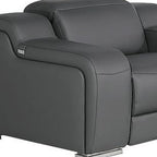 Three Piece Dark Gray Leather Six Person Seating Set