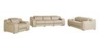 Three Piece Beige Leather Five Person Seating Set