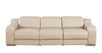 Three Piece Beige Leather Five Person Seating Set