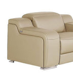 Three Piece Beige Leather Five Person Seating Set