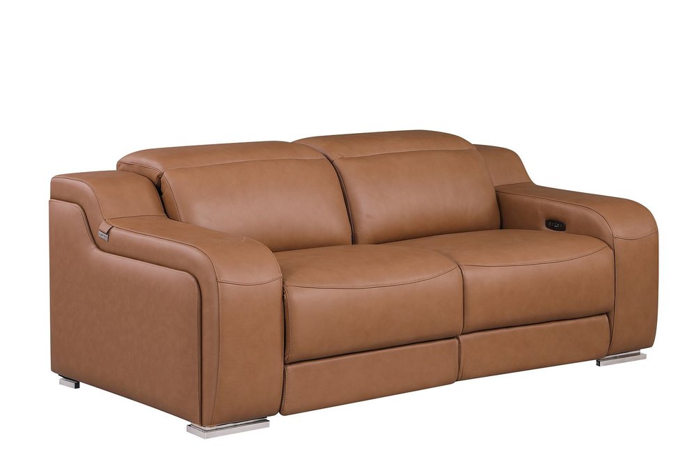Three Piece Chestnut Leather Five Person Seating Set