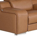 Three Piece Chestnut Leather Five Person Seating Set