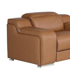 Three Piece Chestnut Leather Five Person Seating Set