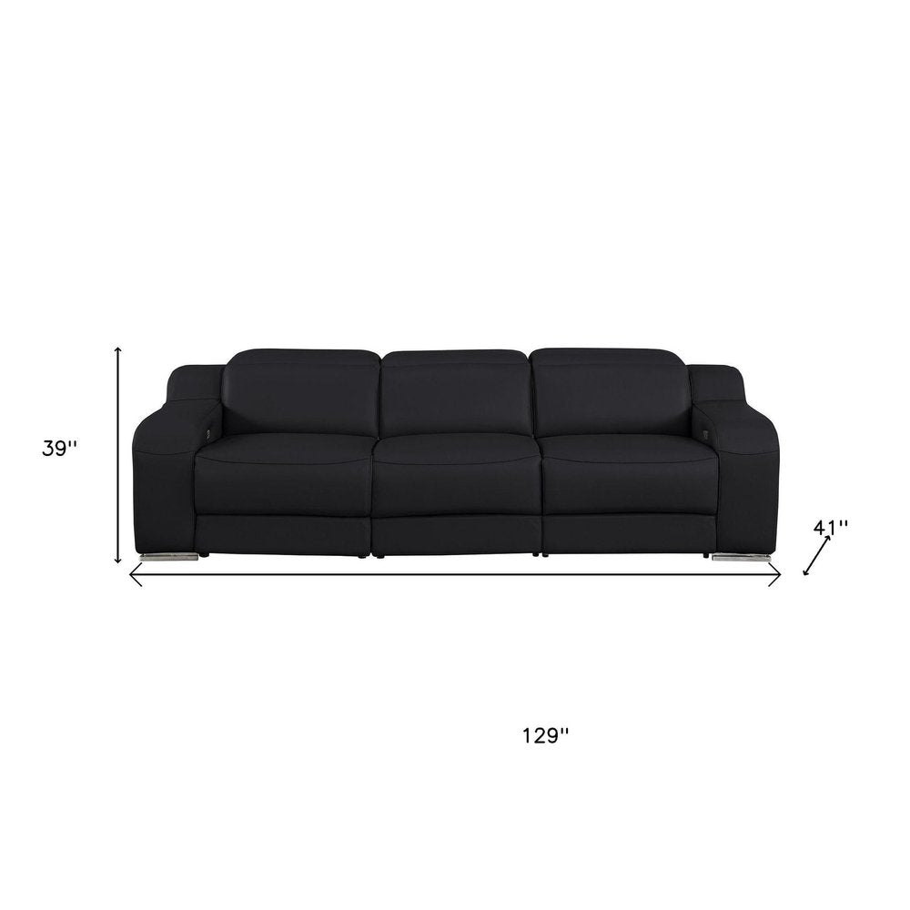 Three Piece Black Leather Six Person Seating Set