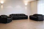 Three Piece Black Leather Six Person Seating Set