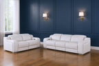 Two Piece Light Gray Leather Five Person Seating Set