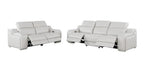Two Piece Light Gray Leather Five Person Seating Set
