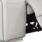Two Piece Light Gray Leather Five Person Seating Set